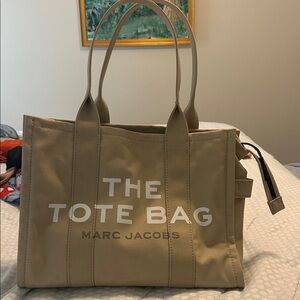 Marc Jacobs Beige Tote with White Lettering
